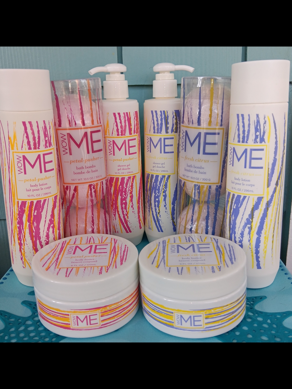 WOW ME Petal Pusher & Fresh Citrus Bath Body 8 Piece Spa Set Brand New Full Size